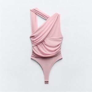 Zara Pink Draped Bodysuit